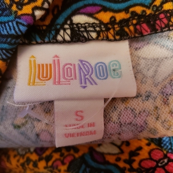 LulaRoe Unicorn Cassie Skirt Women's Small S Orange Teal Floral Midi Vintage EUC - Picture 4 of 5